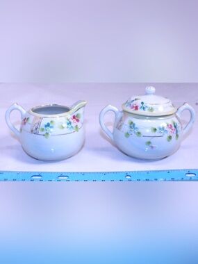 Vintage Art Deco styled Nippon porcelain creamer and sugar bowl set
